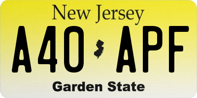 NJ license plate A40APF