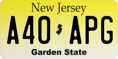 NJ license plate A40APG