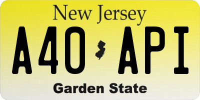 NJ license plate A40API
