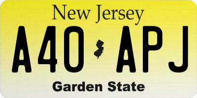 NJ license plate A40APJ