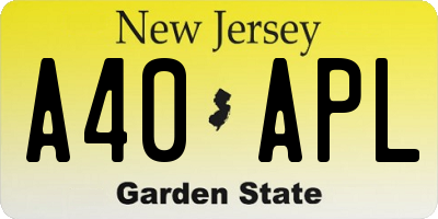 NJ license plate A40APL