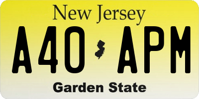 NJ license plate A40APM