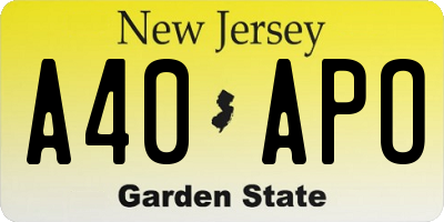 NJ license plate A40APO