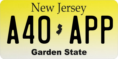 NJ license plate A40APP