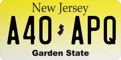 NJ license plate A40APQ