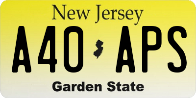 NJ license plate A40APS