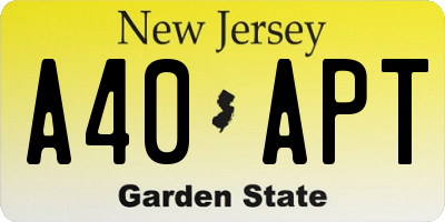 NJ license plate A40APT
