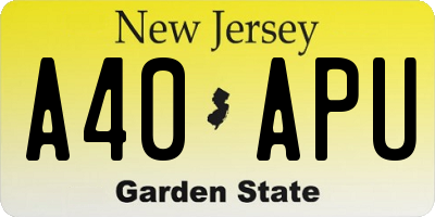NJ license plate A40APU