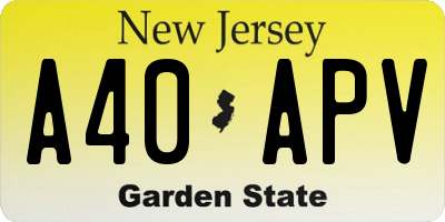 NJ license plate A40APV