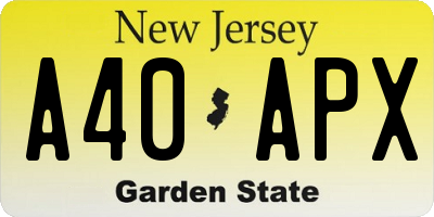 NJ license plate A40APX