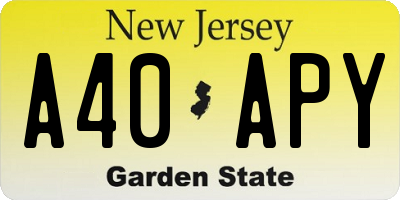 NJ license plate A40APY