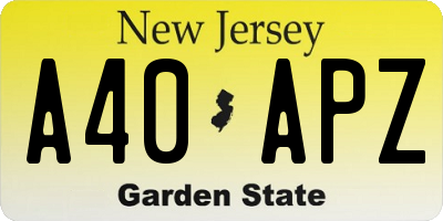 NJ license plate A40APZ
