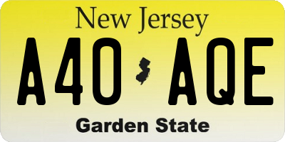 NJ license plate A40AQE