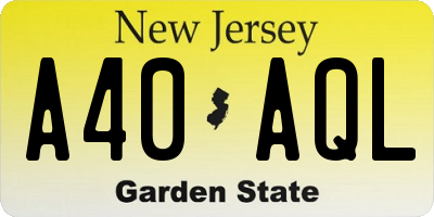 NJ license plate A40AQL