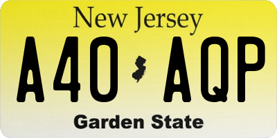 NJ license plate A40AQP