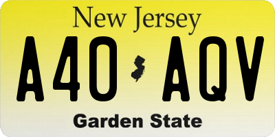 NJ license plate A40AQV