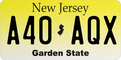 NJ license plate A40AQX