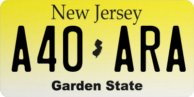 NJ license plate A40ARA