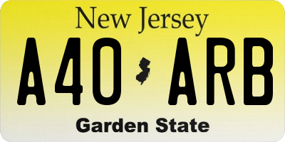 NJ license plate A40ARB