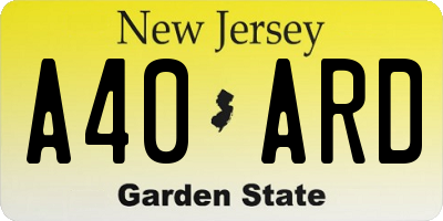 NJ license plate A40ARD