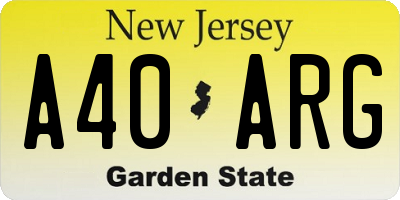 NJ license plate A40ARG