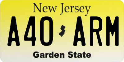 NJ license plate A40ARM