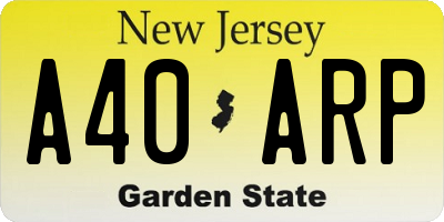 NJ license plate A40ARP