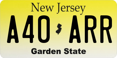 NJ license plate A40ARR