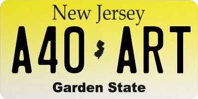 NJ license plate A40ART