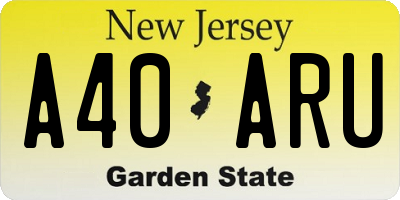 NJ license plate A40ARU