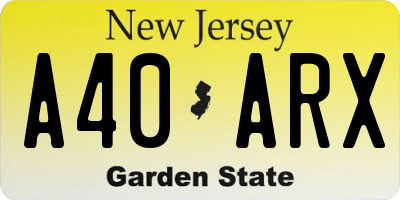 NJ license plate A40ARX