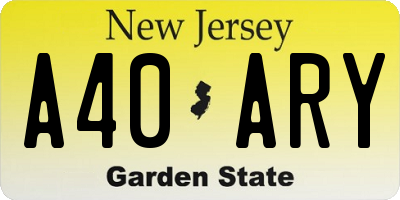 NJ license plate A40ARY