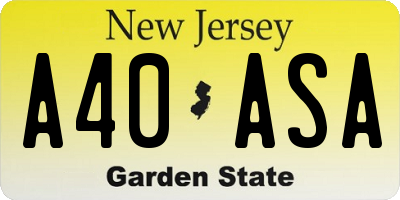 NJ license plate A40ASA
