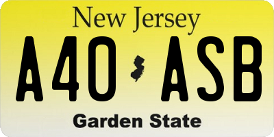 NJ license plate A40ASB