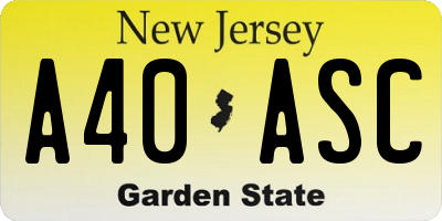 NJ license plate A40ASC