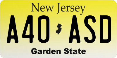 NJ license plate A40ASD