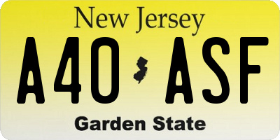 NJ license plate A40ASF