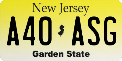 NJ license plate A40ASG