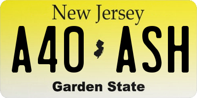 NJ license plate A40ASH