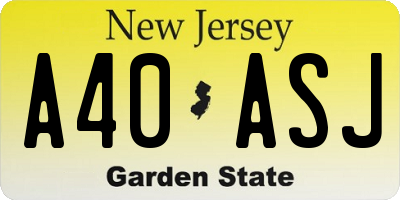 NJ license plate A40ASJ