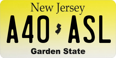 NJ license plate A40ASL
