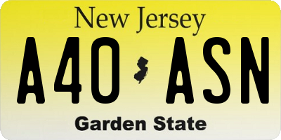 NJ license plate A40ASN