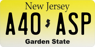 NJ license plate A40ASP