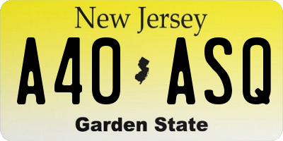 NJ license plate A40ASQ
