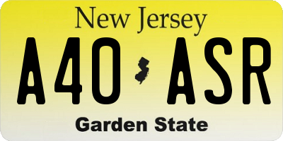 NJ license plate A40ASR