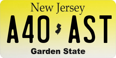 NJ license plate A40AST