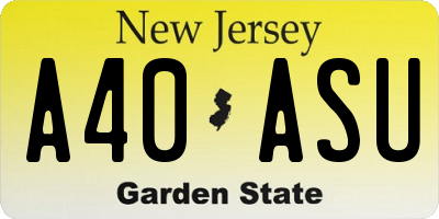 NJ license plate A40ASU