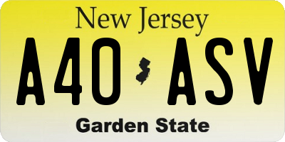 NJ license plate A40ASV