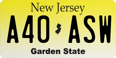 NJ license plate A40ASW