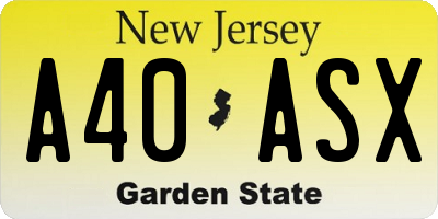 NJ license plate A40ASX